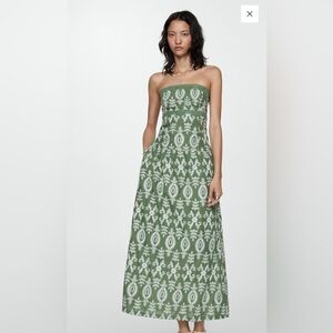 Strapless embroidered dress from MANGO